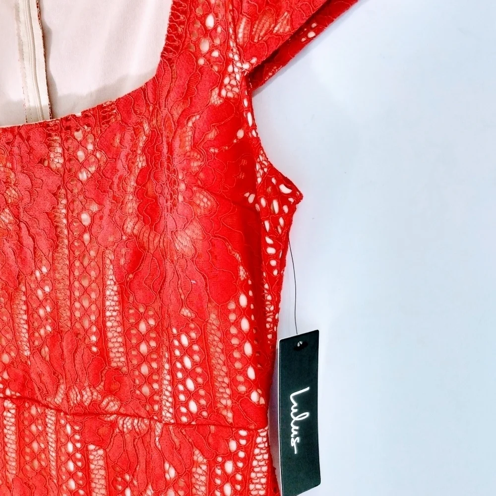LULU'S LILIAN RED LACE MINI DRESS NWT SIZE LARGE - Picture 9 of 14